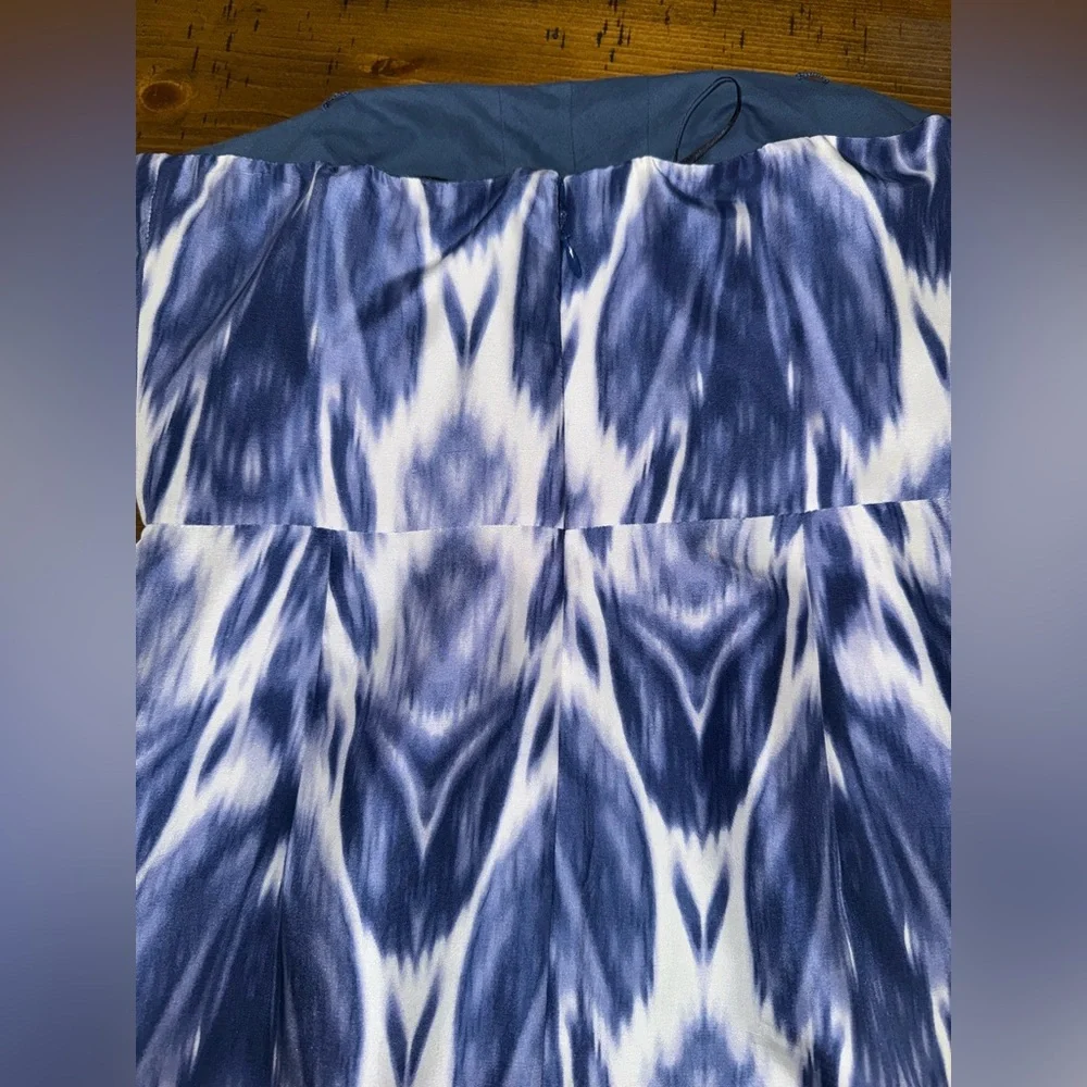 J.Crew Silk Ikat Strapless Mini Dress‎ Blue White Coastal Chic Boho-Small